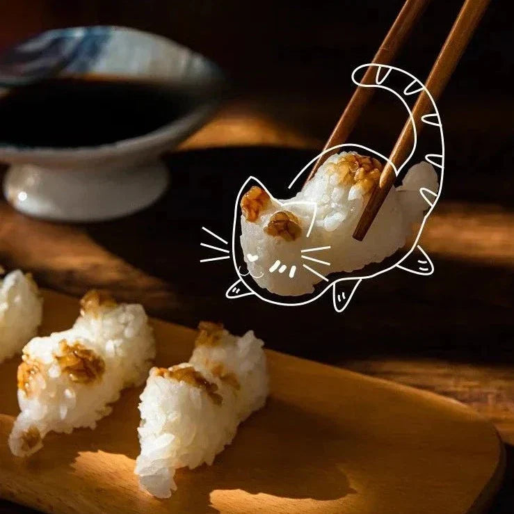 Molde fácil para hacer bolas de arroz Happy Cat