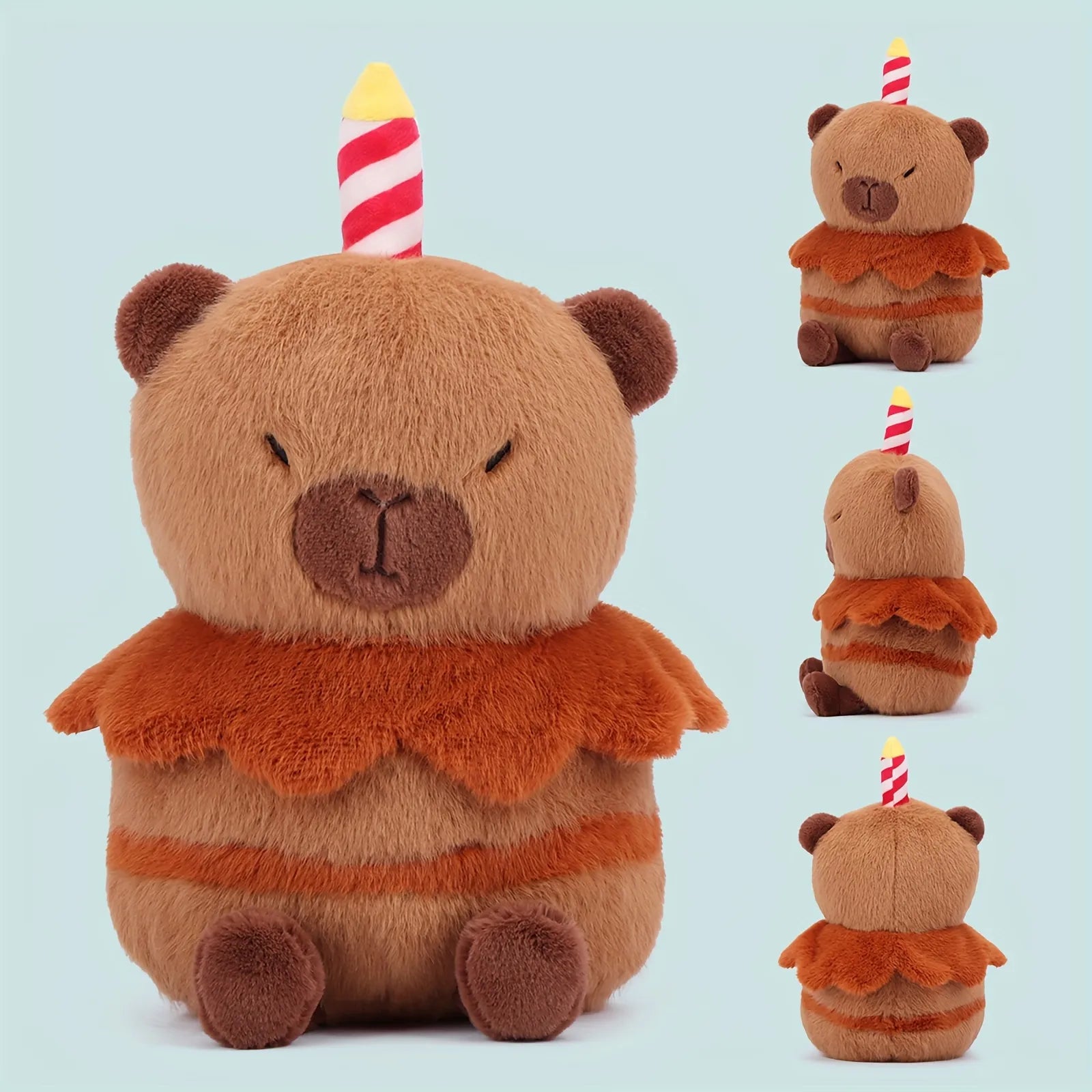 Lindo juguete de peluche de pastel de cumpleaños de carpincho