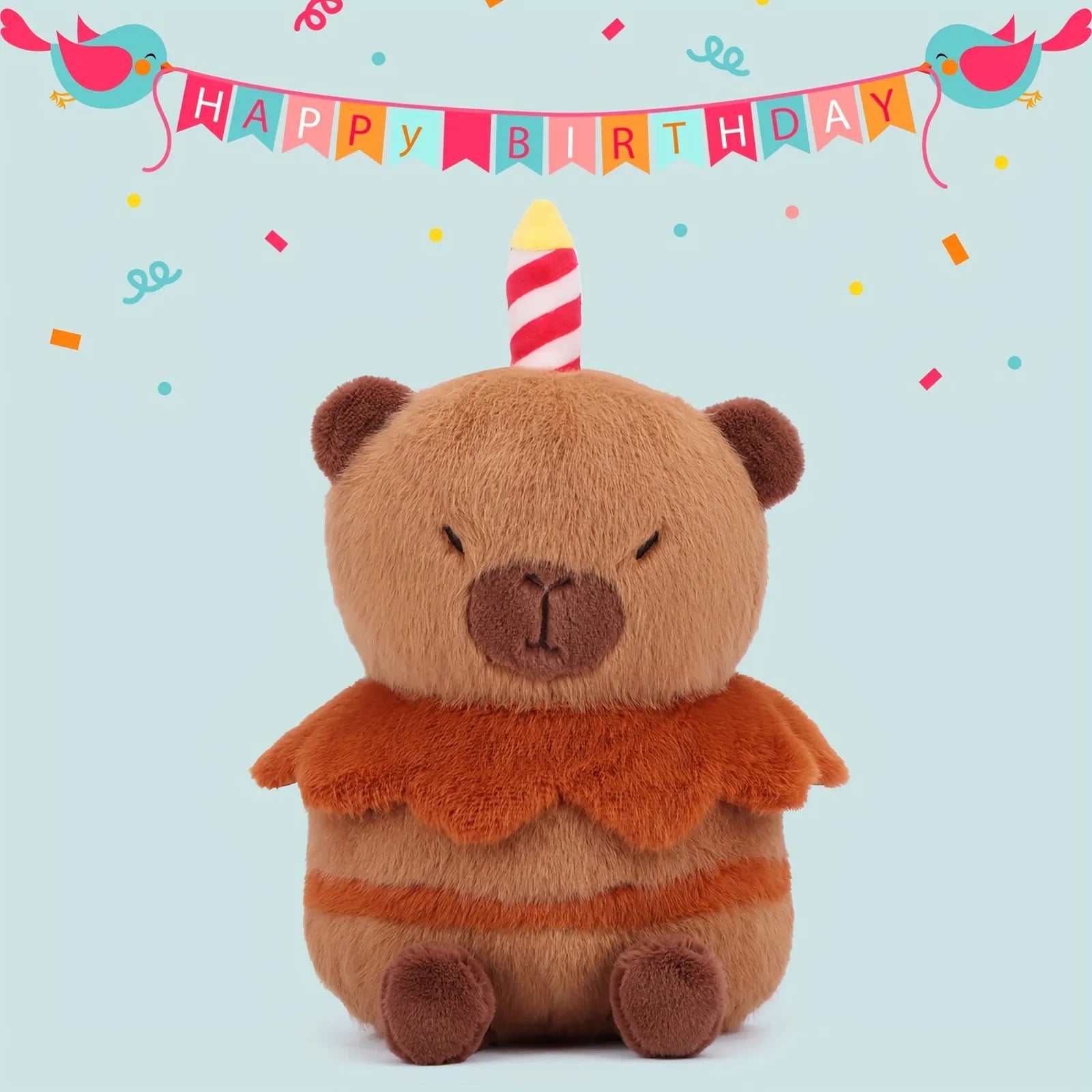 Lindo juguete de peluche de pastel de cumpleaños de carpincho