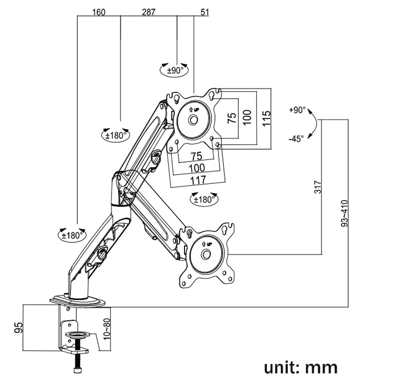 Soporte giratorio ajustable para monitor