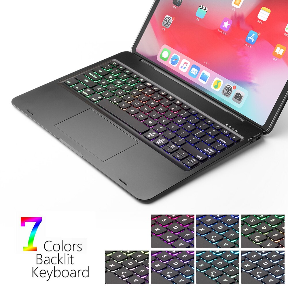 Funda con teclado inalámbrico retroiluminado para iPad