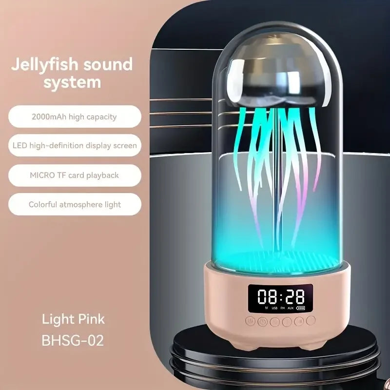 Lámpara de noche portátil, potente y colorida con altavoz Jellyfish
