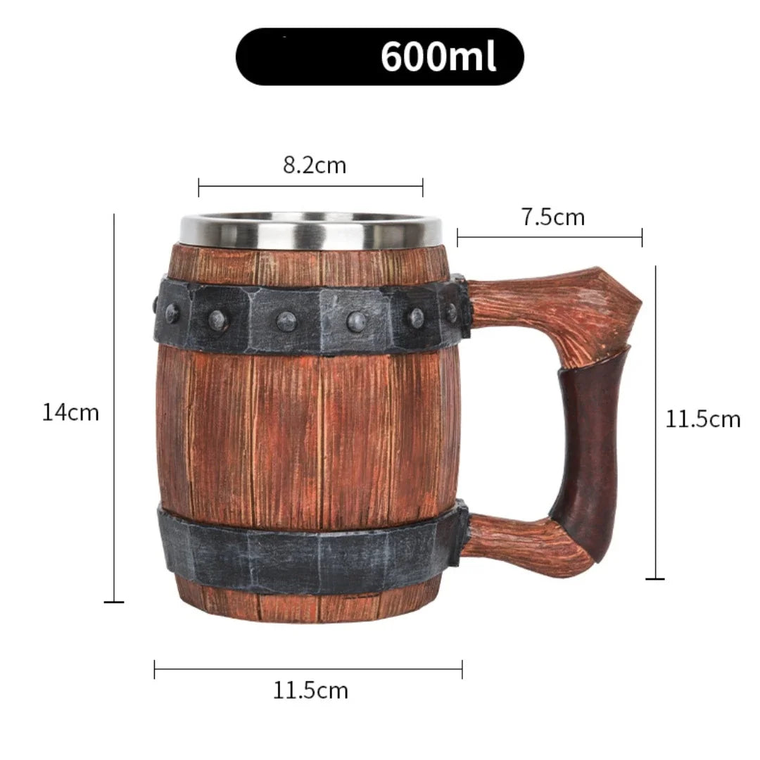 Taza de madera estilo vikingo 3D