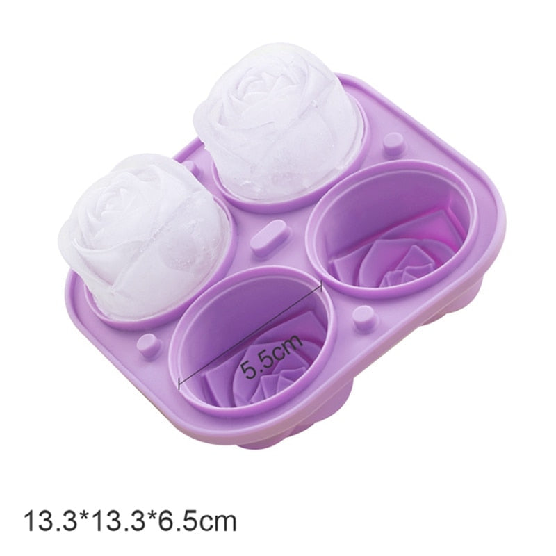 Moldes de hielo con forma de rosa grande y elegante en 3D