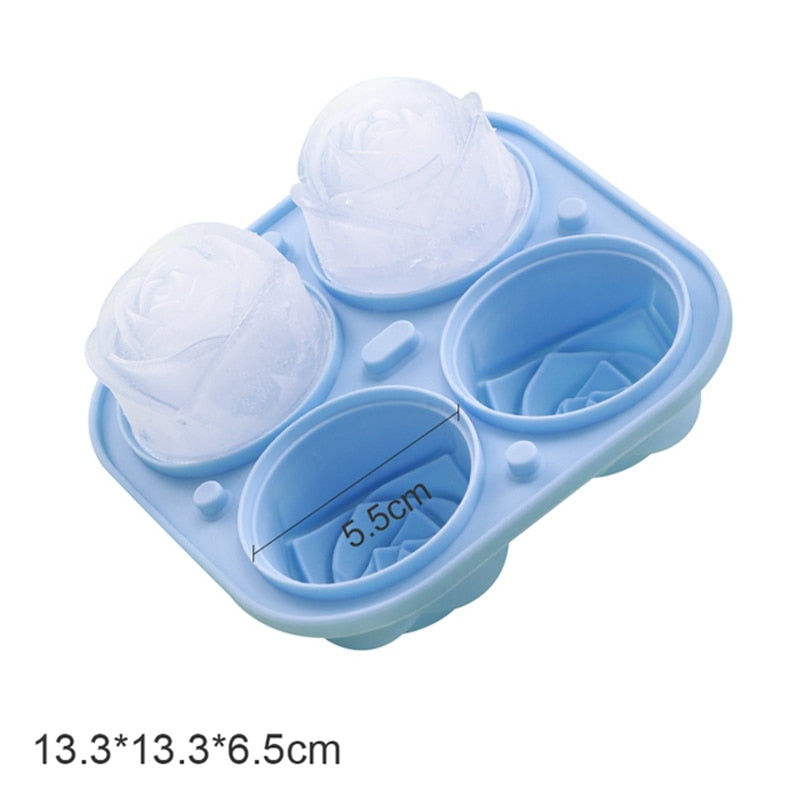 Moldes de hielo con forma de rosa grande y elegante en 3D