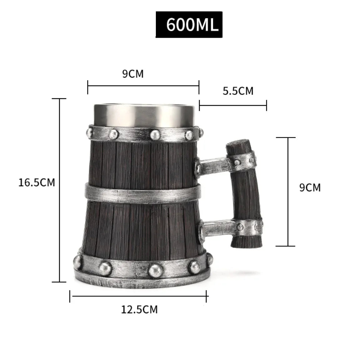 Taza de madera estilo vikingo 3D