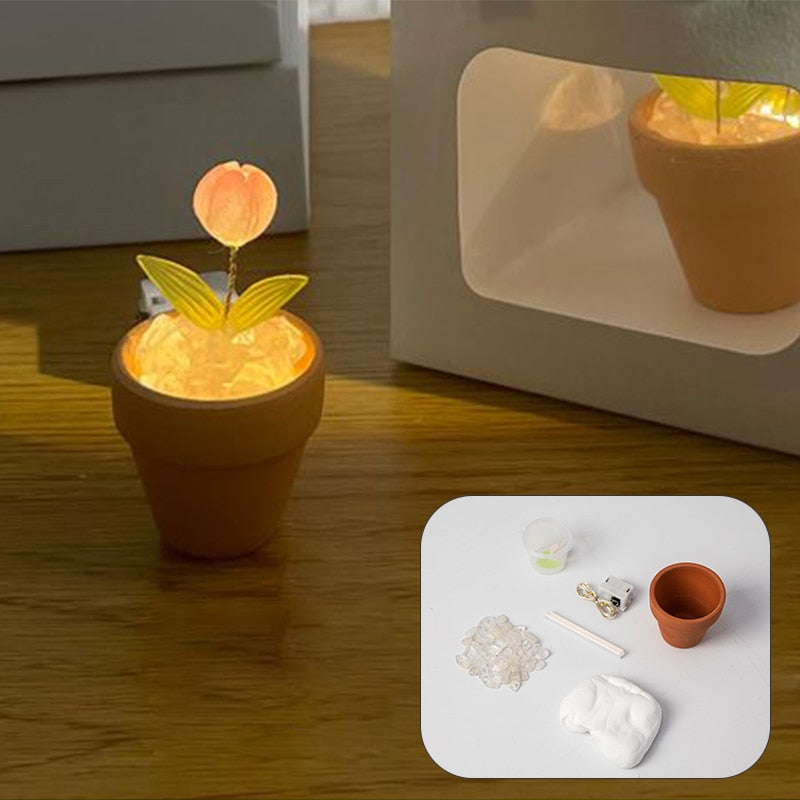 Lámpara de noche con brillo de rosas creativa DIY