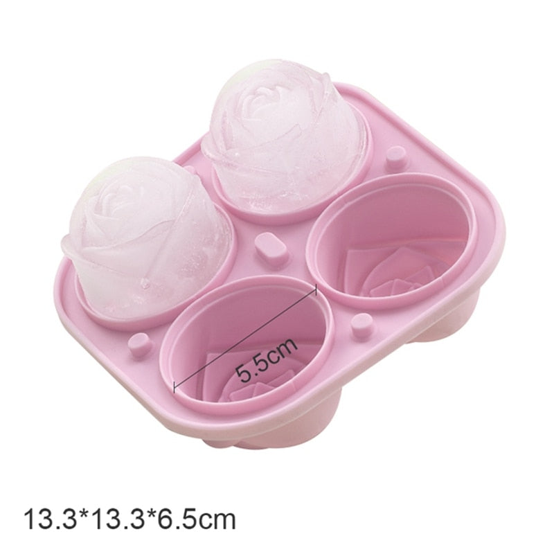 Moldes de hielo con forma de rosa grande y elegante en 3D