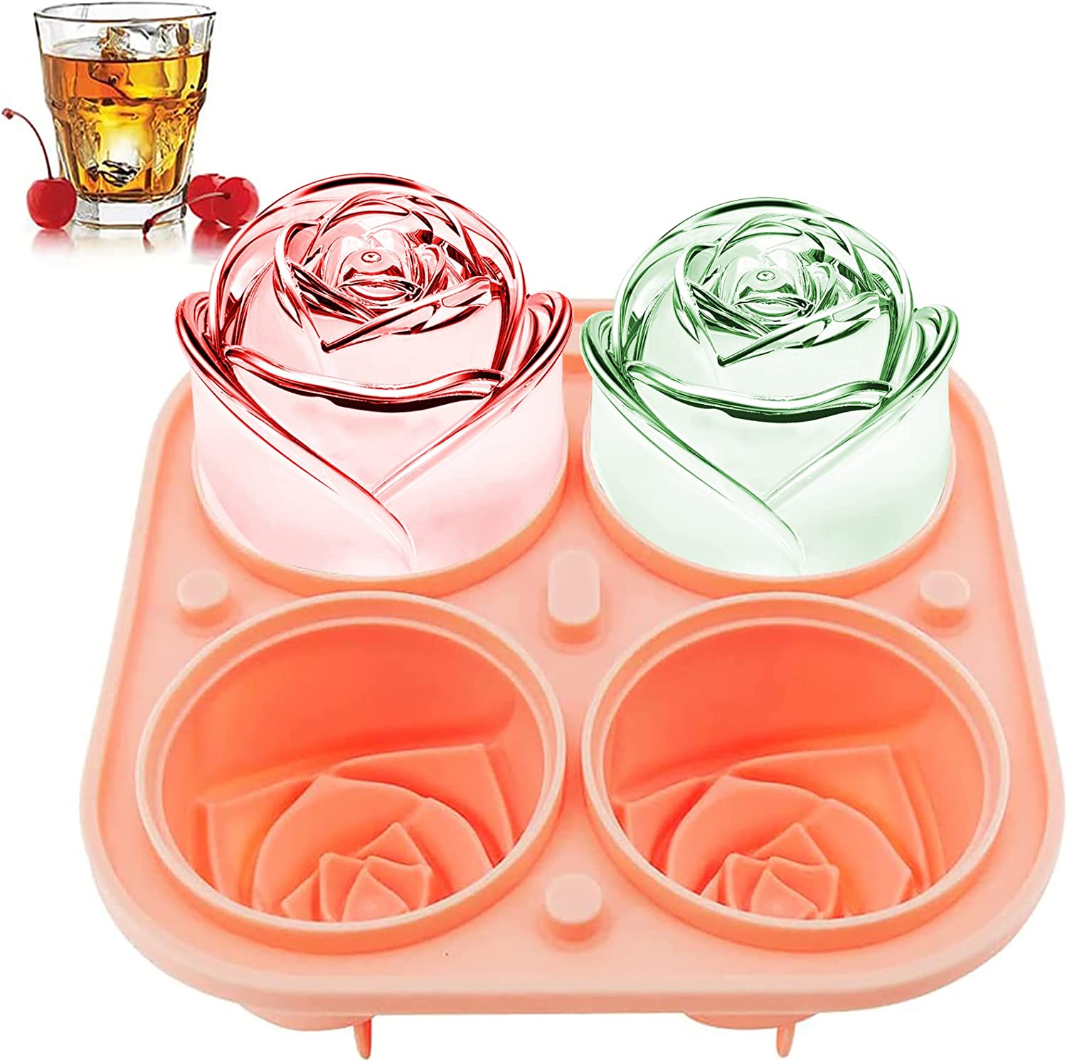 Moldes de hielo con forma de rosa grande y elegante en 3D