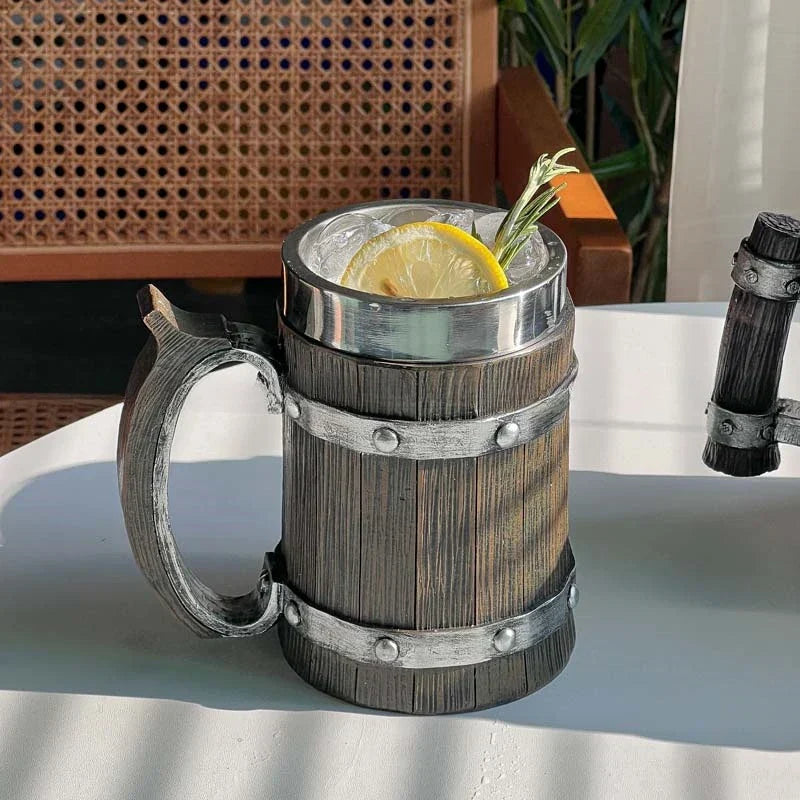 Taza de madera estilo vikingo 3D
