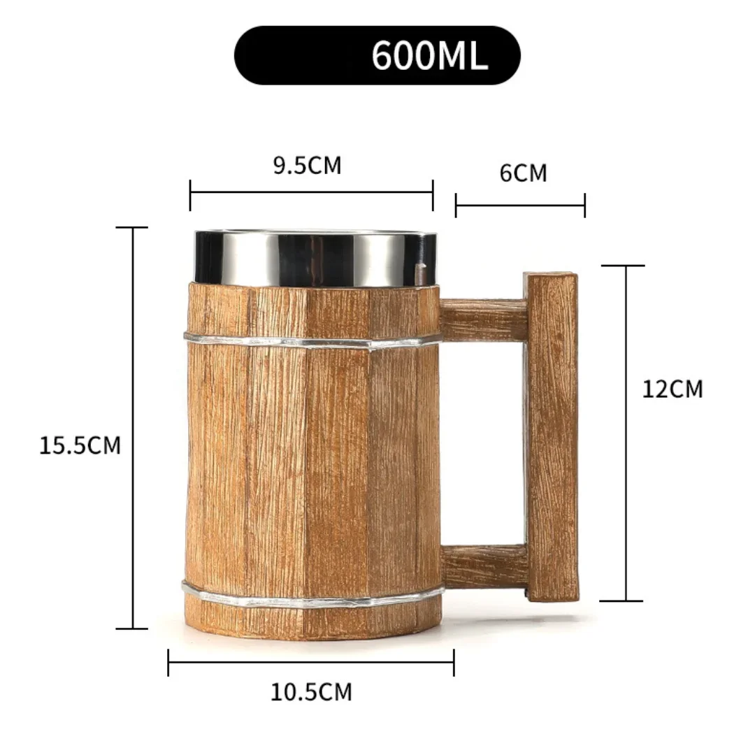 Taza de madera estilo vikingo 3D
