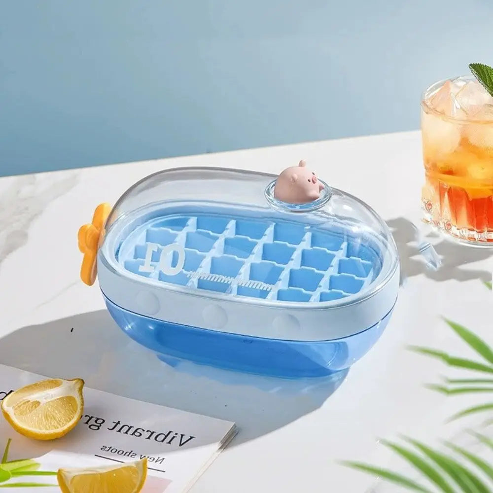 Bonita bandeja de cubitos de hielo con perilla giratoria de dibujos animados