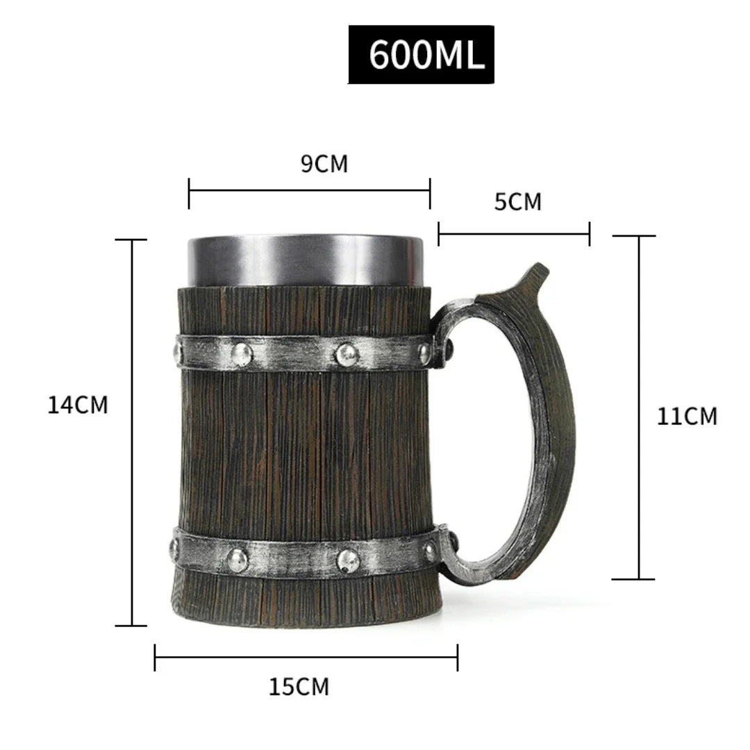 Taza de madera estilo vikingo 3D