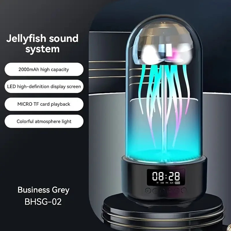 Lámpara de noche portátil, potente y colorida con altavoz Jellyfish