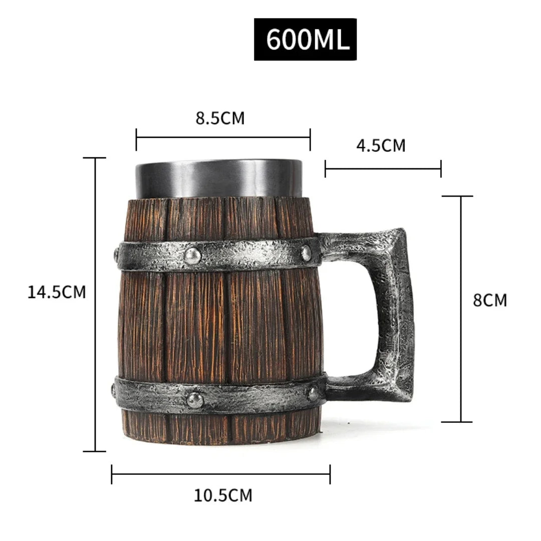 Taza de madera estilo vikingo 3D