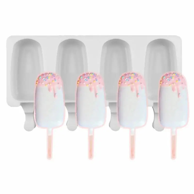 Molde antiadherente para helado de paleta de 4 rejillas