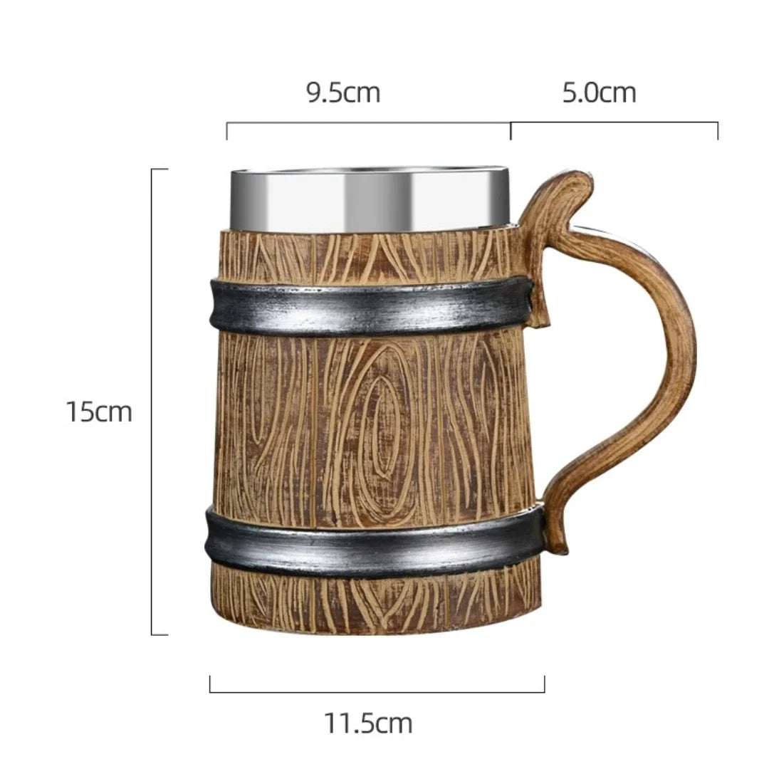 Taza de madera estilo vikingo 3D