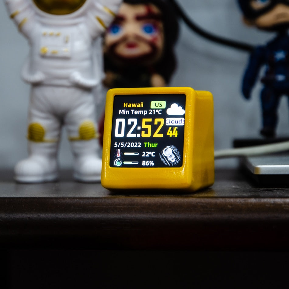 Reloj digital LED con estación meteorológica y wifi