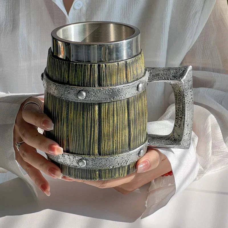 Taza de madera estilo vikingo 3D