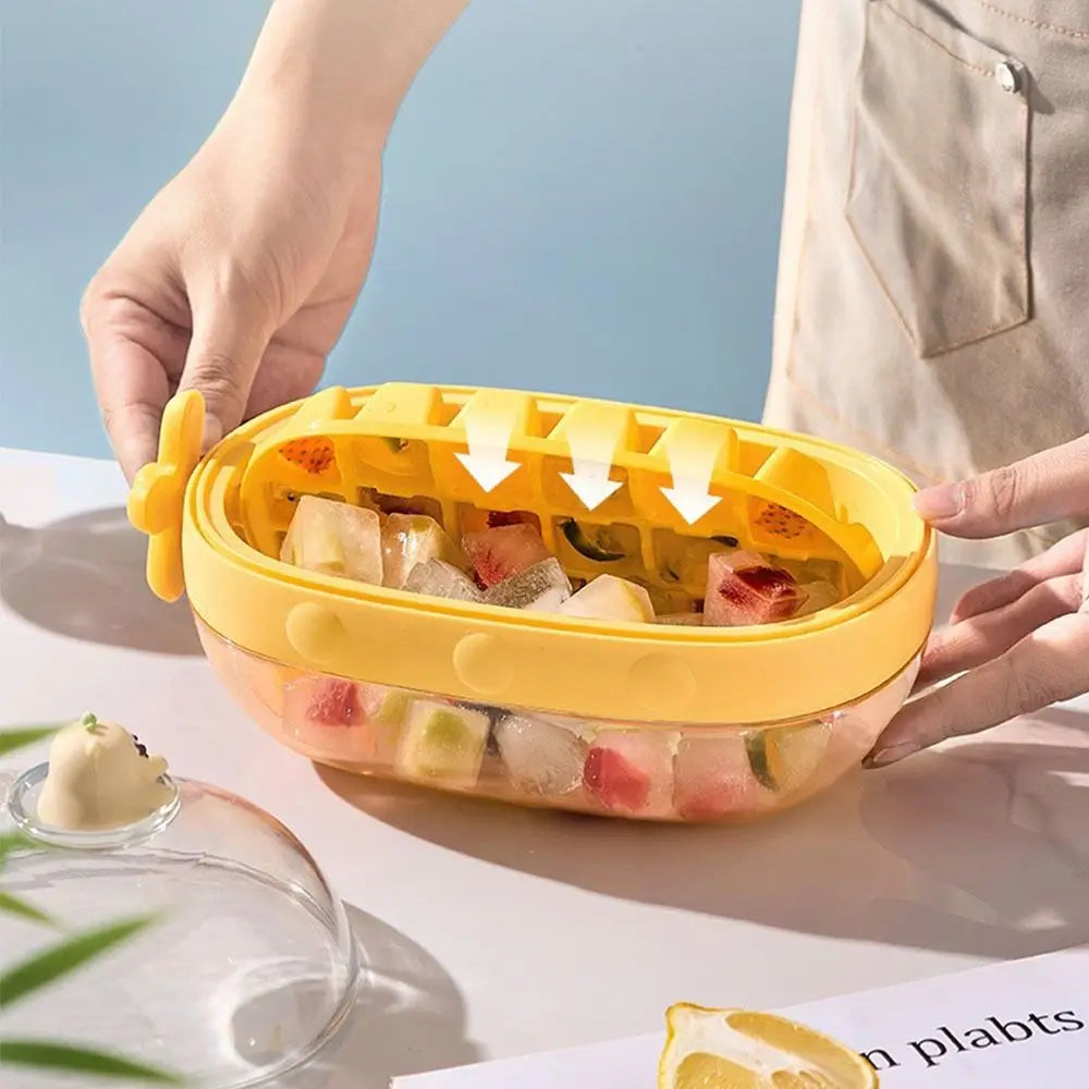 Bonita bandeja de cubitos de hielo con perilla giratoria de dibujos animados