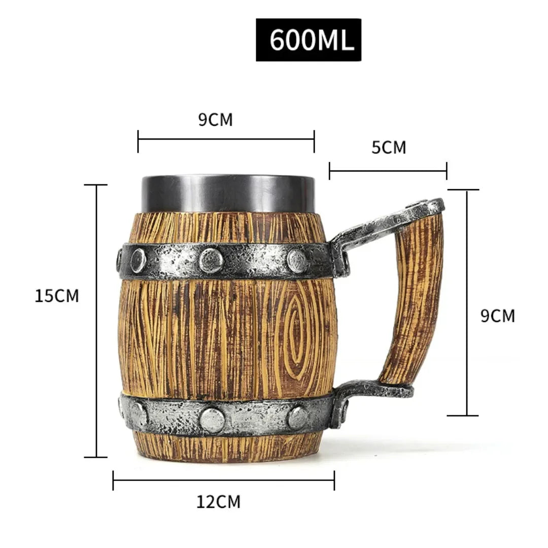 Taza de madera estilo vikingo 3D