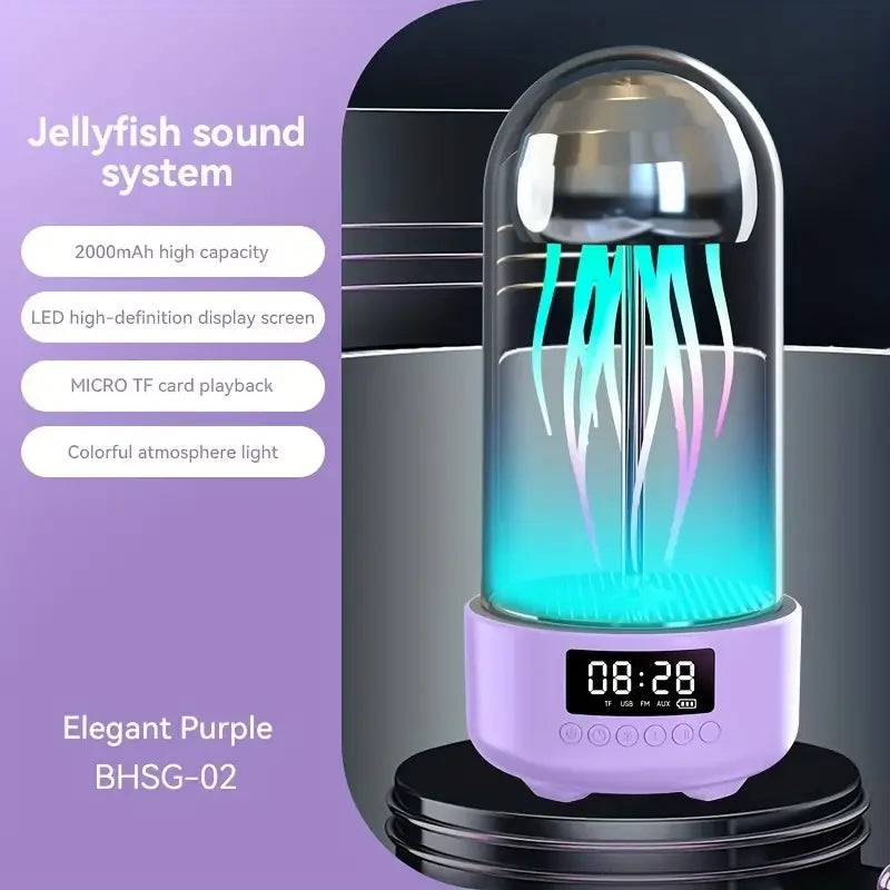 Lámpara de noche portátil, potente y colorida con altavoz Jellyfish