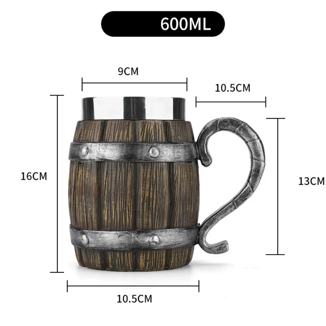 Taza de madera estilo vikingo 3D