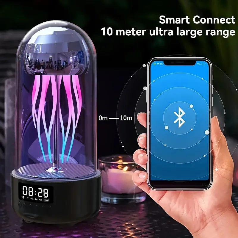 Lámpara de noche portátil, potente y colorida con altavoz Jellyfish