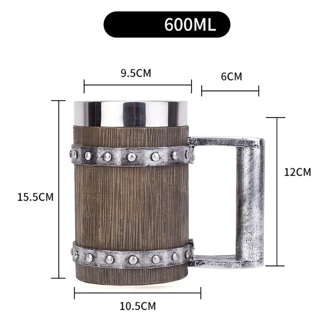 Taza de madera estilo vikingo 3D