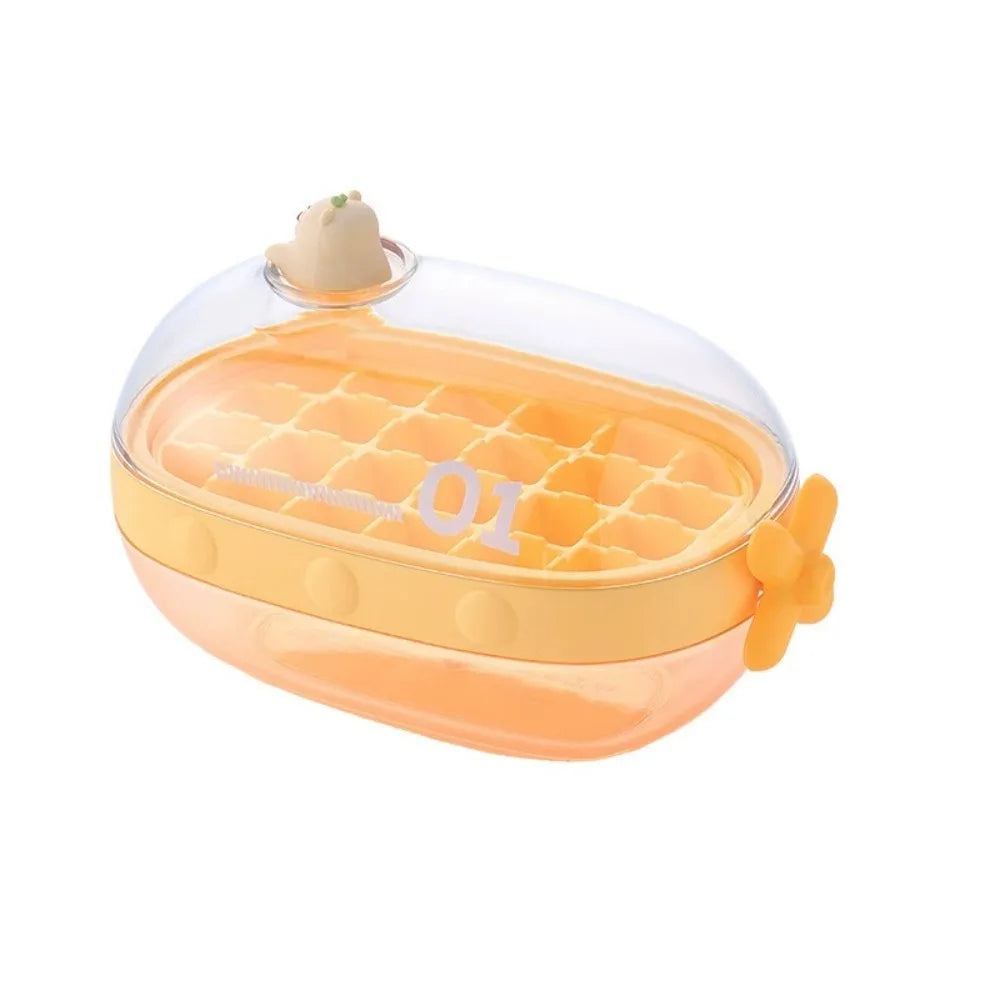 Bonita bandeja de cubitos de hielo con perilla giratoria de dibujos animados