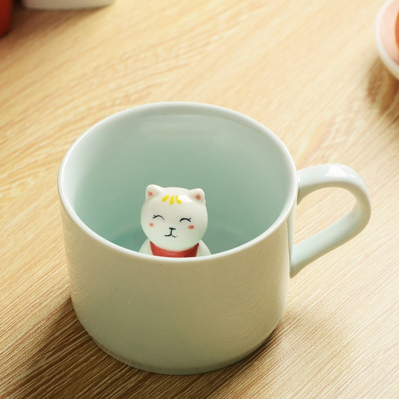 Tazas de cerámica con dibujos de animales en 3D