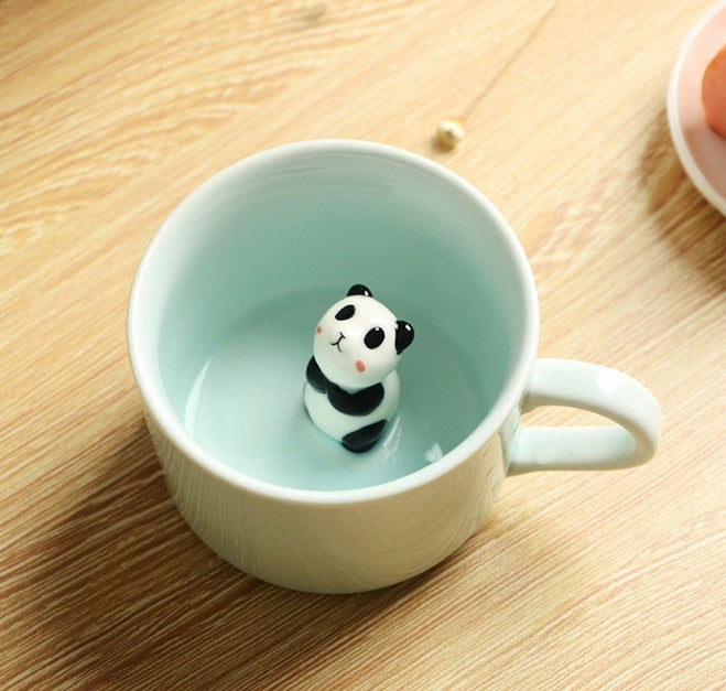 Tazas de cerámica con dibujos de animales en 3D