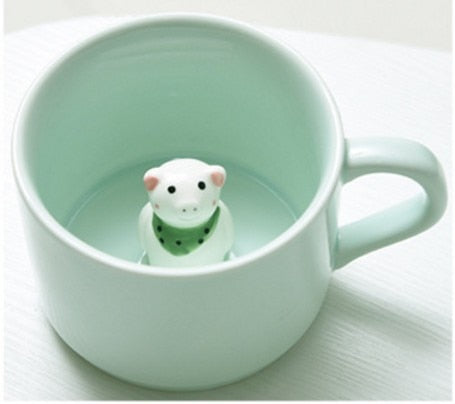 Tazas de cerámica con dibujos de animales en 3D