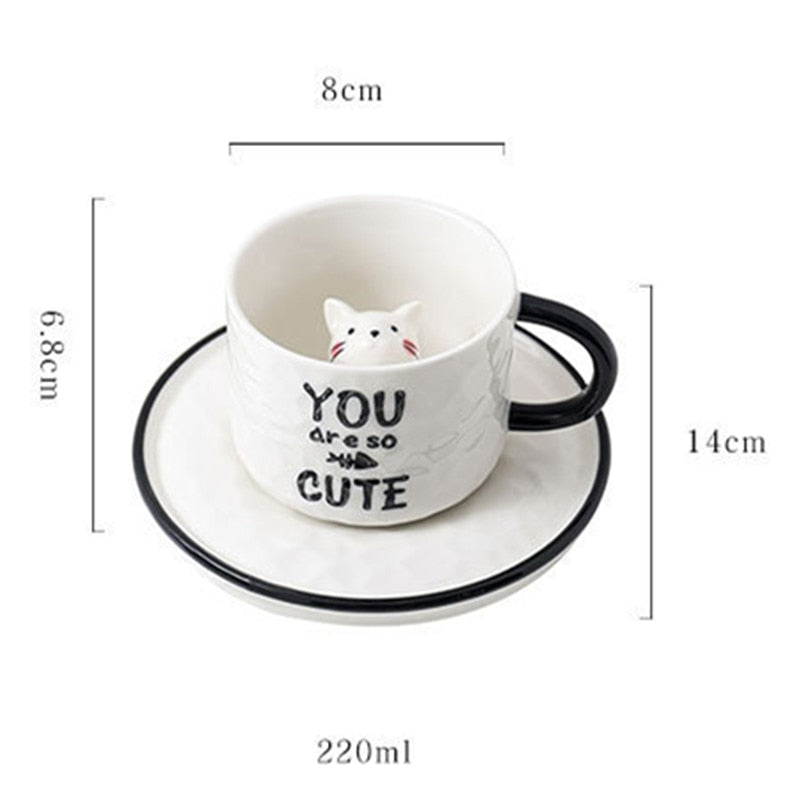 Taza de cerámica con diseño de mascota adorable en 3D