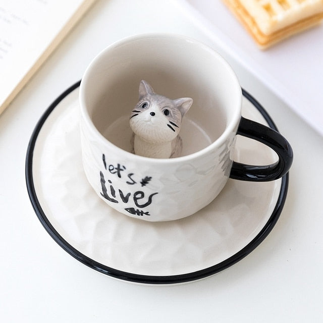 Taza de cerámica con diseño de mascota adorable en 3D