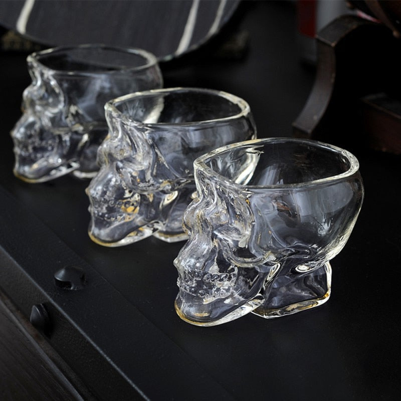 Taza de cristal con calavera transparente 3D