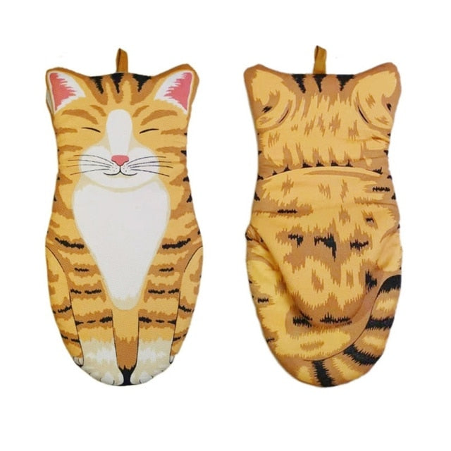 Lindos guantes de horno con forma de patas de gato