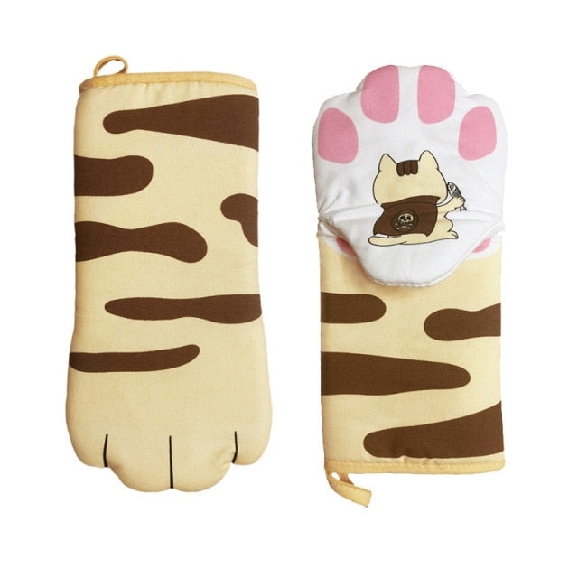 Lindos guantes de horno con forma de patas de gato