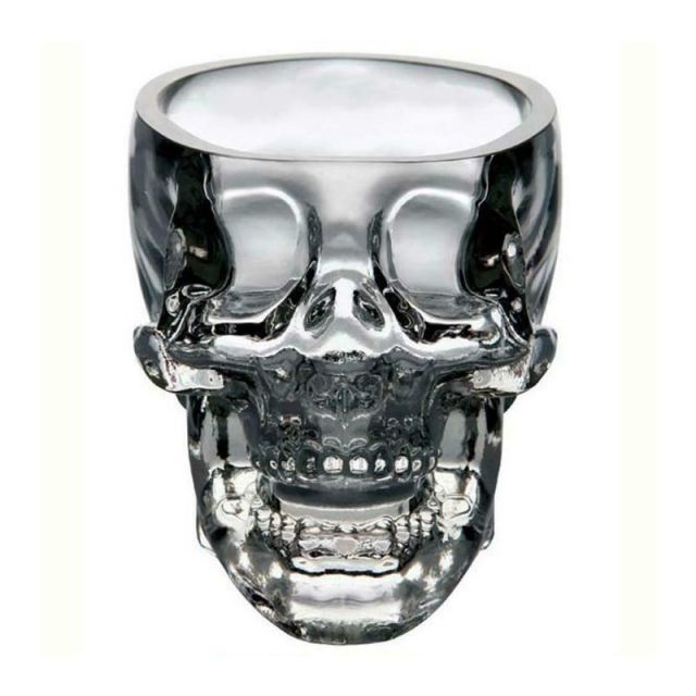 Taza de cristal con calavera transparente 3D