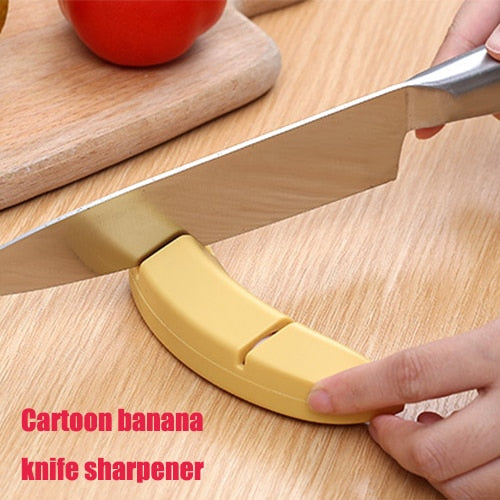 Afilador de cuchillos creativo con forma de plátano