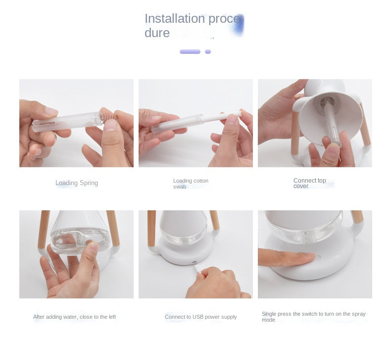 Mini humidificador de aire con cargador inalámbrico para teléfono