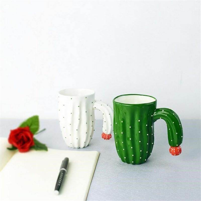 Tazas de cerámica estilo cactus 3D