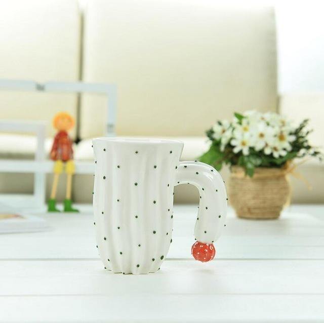 Tazas de cerámica estilo cactus 3D