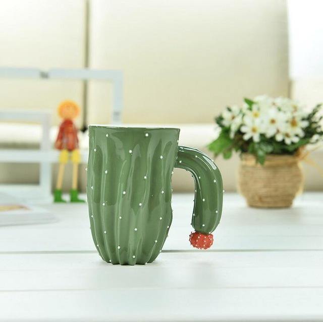 Tazas de cerámica estilo cactus 3D
