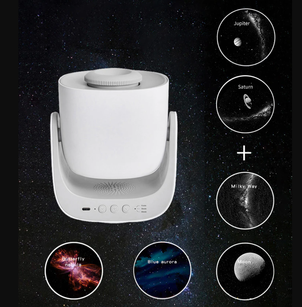 Proyector de cielo galáctico realista con luz nocturna
